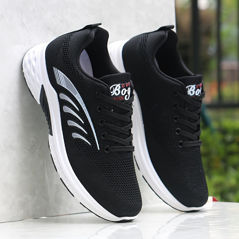 Men's Mesh Striped Sneakers for Casual Sports and Outdoor Activities