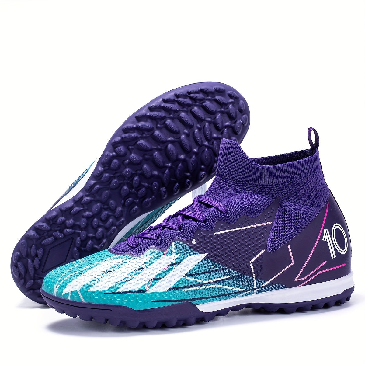 High Top Soccer Shoes Non-Slip Turf Grips Indoor Outdoor Training