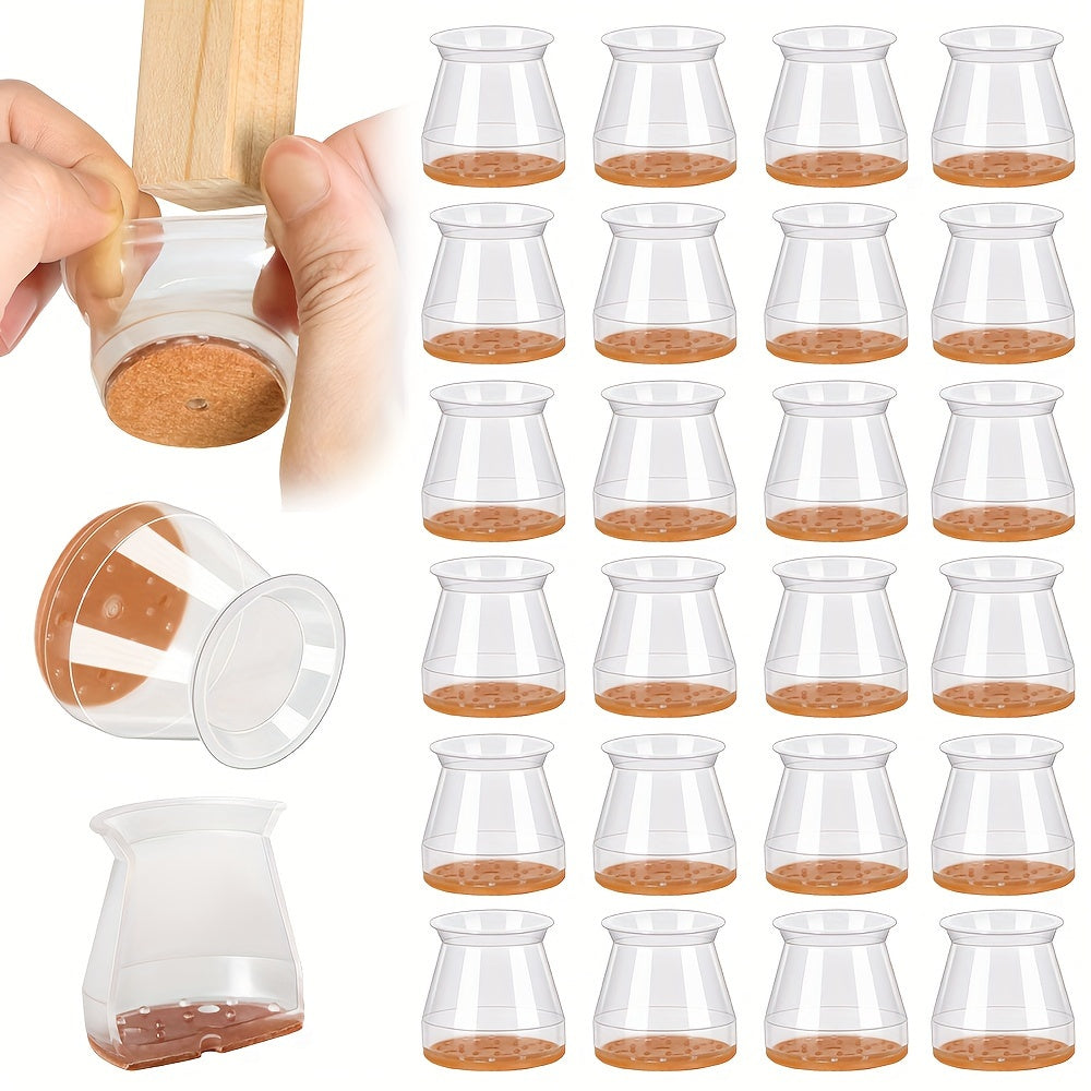 24 Pcs Silicone Chair Leg Caps with Felt for Large Round Legs Floor Protectors