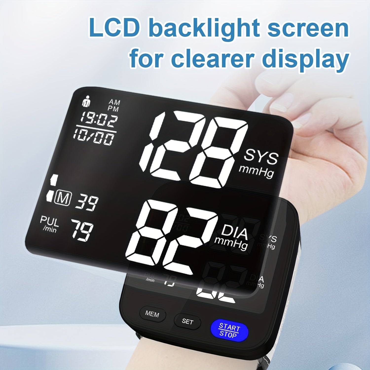 Monitor de presión arterial de muñeca inalámbrico portátil con memoria para dos usuarios