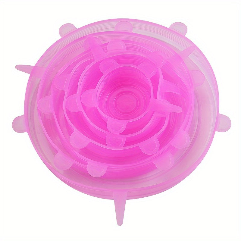 Reusable Silicone Food Covers Set of 6 Dishwasher Safe Freezer Safe Flexible Bowls Jars Storage