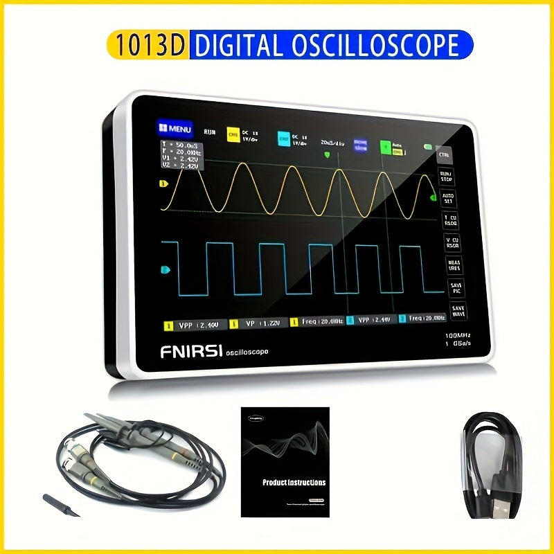 Dual Channel Digital Oscilloscope 7-Inch Touch Screen 100MHz 1GSa/s Battery USB