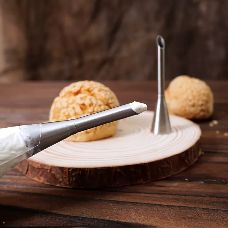 Stainless Steel Cream Puff Nozzle Set 3 Piping Tips Pastry Decorating Tools