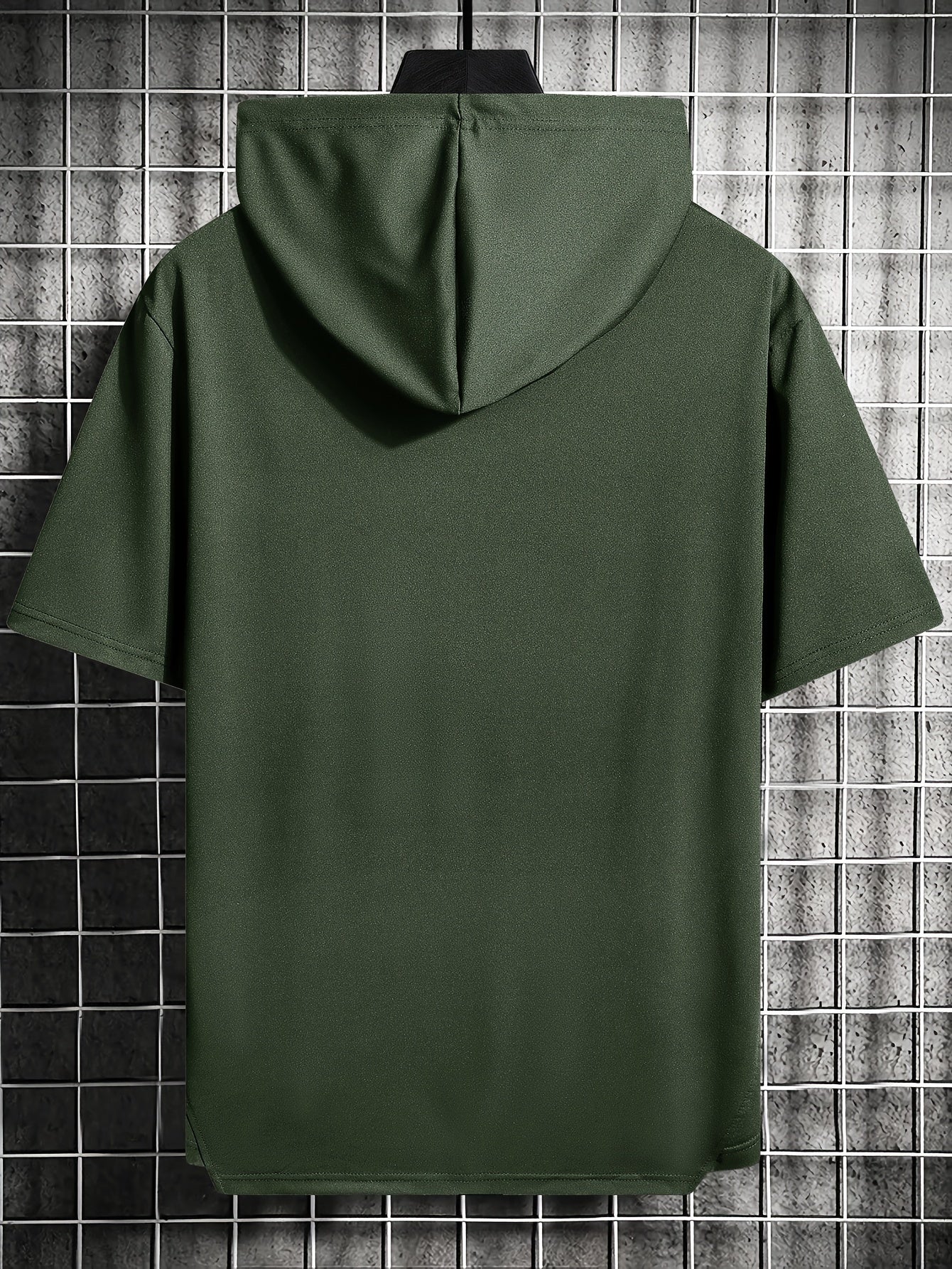 Men's Summer Hooded T-Shirt Breathable Polyester Knit Alphabet Pattern Regular Fit