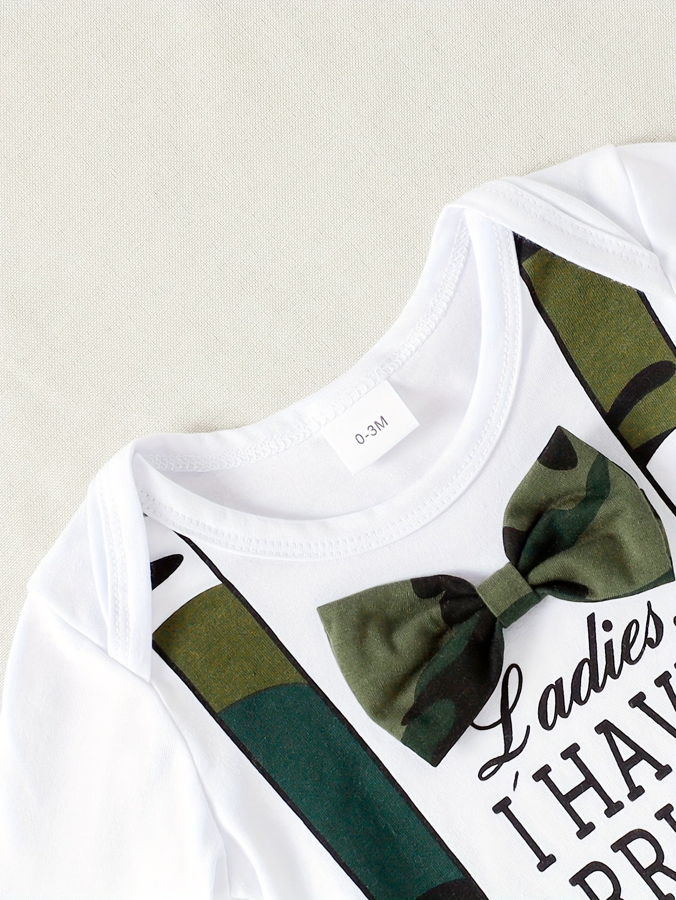 Baby Boy Clothing Set Long Sleeve Camouflage Bow Shirt Pants Hat All-Season