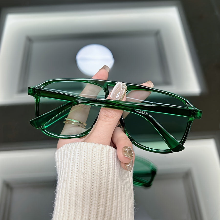 Unisex Vintage Jelly Color Sun Shades Oversized Double Bridge for Beach Travel