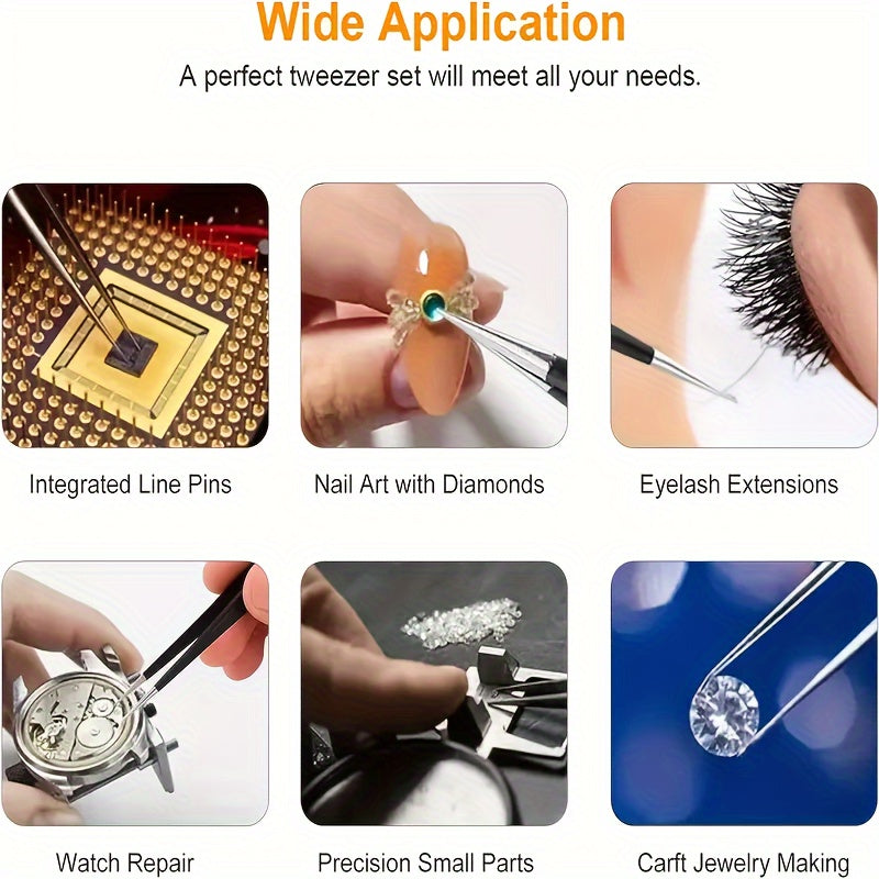 Stainless Steel Oblique Mouth Pliers Set with Anti-Static Tweezers for Eyelash and Eyebrow Beauty