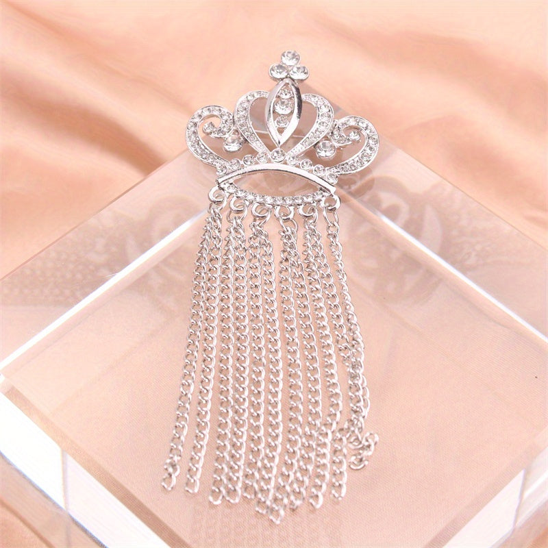 Rhinestone Crown Brooch Elegant Jewelry Accessory for Clothing Bags Hats