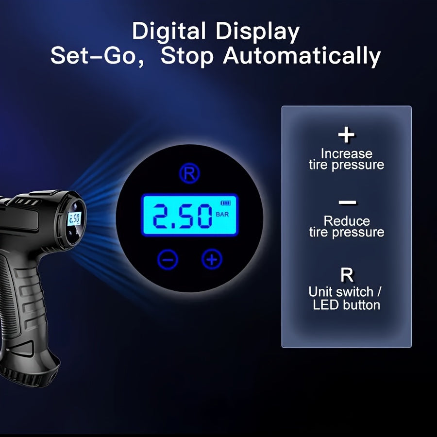 Portable Wireless Handheld Air Compressor Pump for Tires and Sports Balls