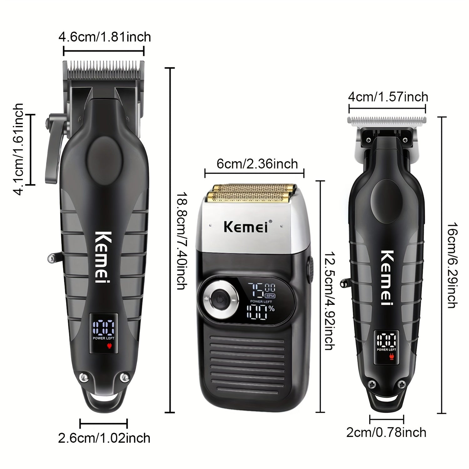 Электрический набор машинки для стрижки волос, беспроводной, с USB-зарядкой, ЖК-дисплей, контроль температуры для домашнего салона