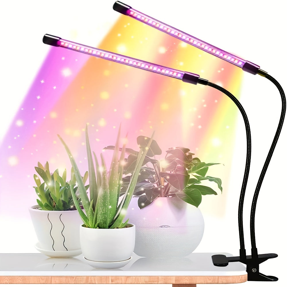 Full Spectrum LED Grow Light with 5/2-Head Design, Adjustable Brightness and Timer