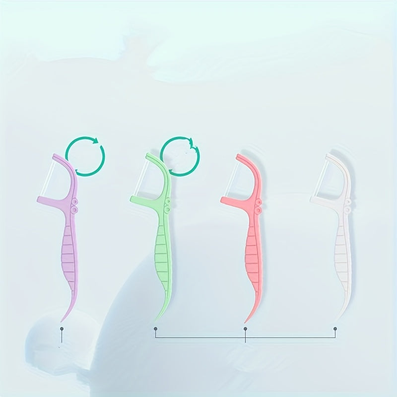 52 Mint Flavored Dental Floss Sticks in Portable PP Toothpick Box for Oral Care