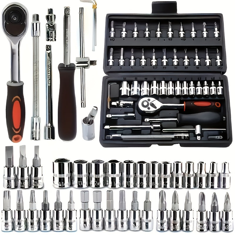 150-Piece Chrome Vanadium Steel Socket Wrench Set with Torx Bits for Auto and Home Repair