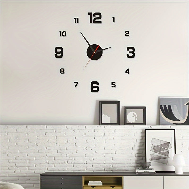 Large 3D LED Wall Clock Silent Night Light Acrylic Battery Powered for Living Room Bedroom
