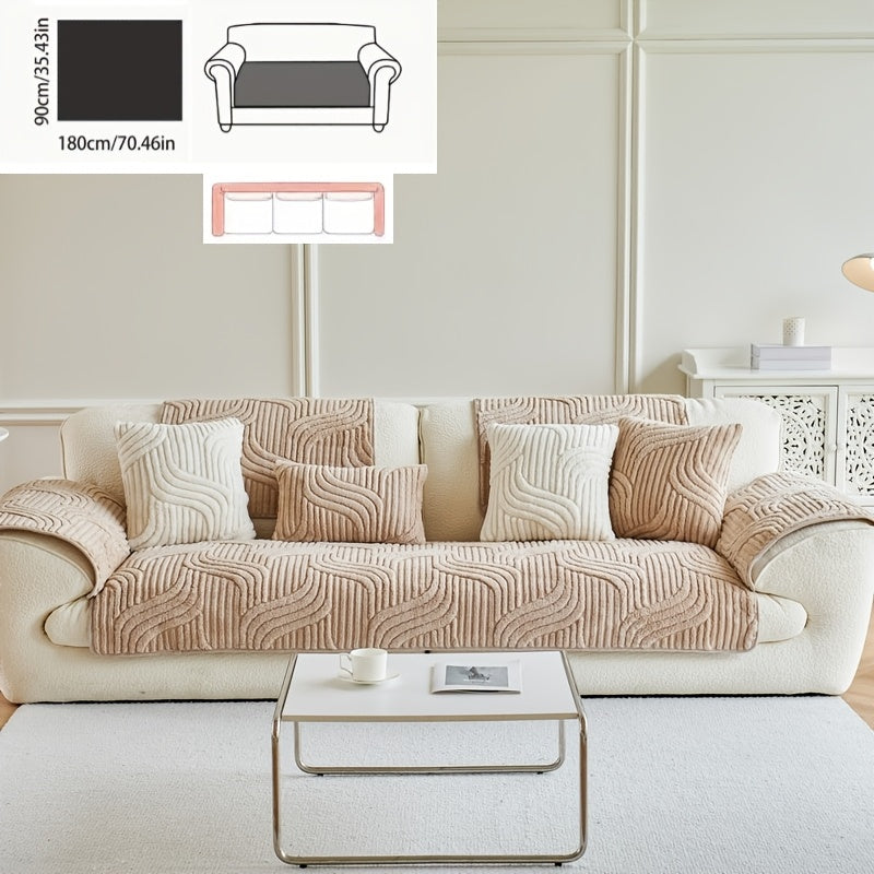 Klassik Stripe Divan qopqog'i, sirpanmaydigan, itga do'st polyester himoya, kreslo, divan, 3-4 o'rinli bo'lakli bo'lak