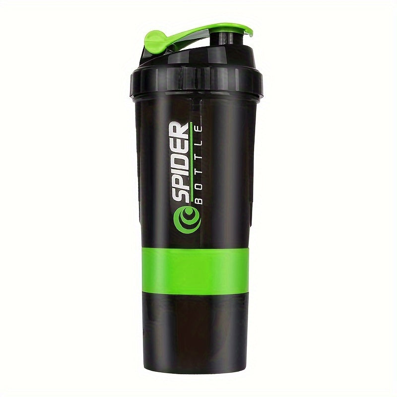 16oz Sports Water Bottle with Non-Slip Three-Layer Design and Leak-Proof Shake Mixer