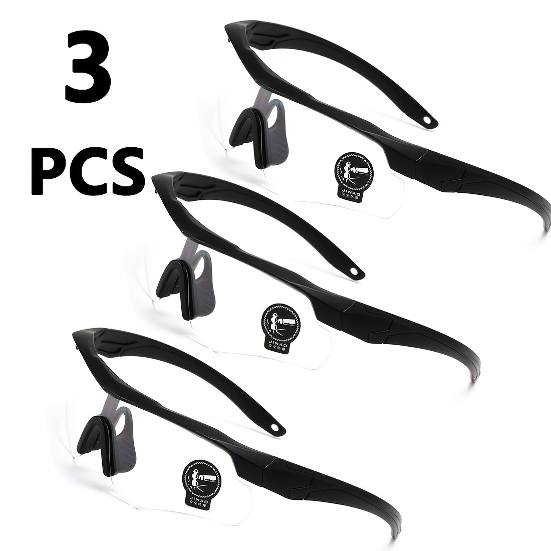 3-Pack UV400 Cycling Glasses Men Women Sports Running Outdoor Goggles with PC Lens