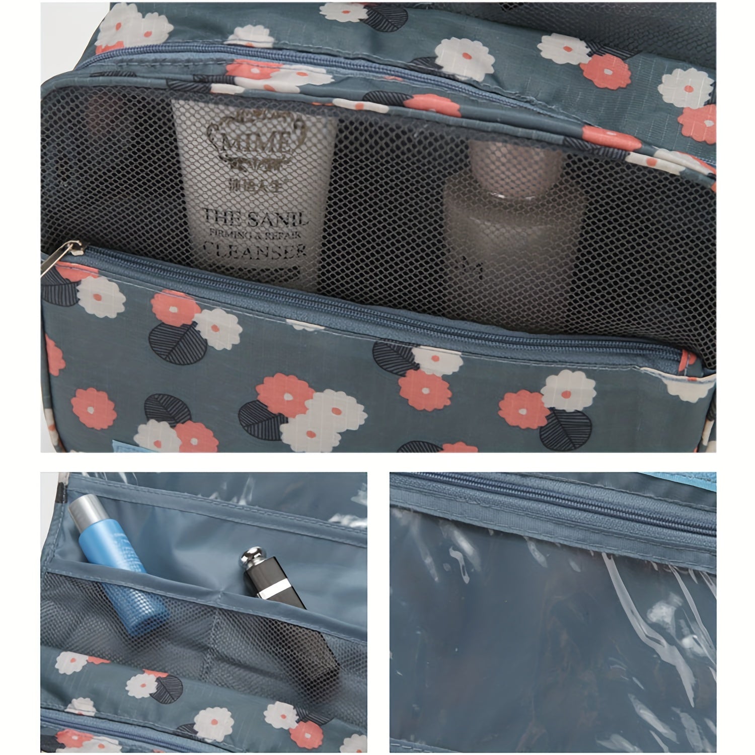 Travel Organizer Bag with Multiple Layers for Dry Wet Separation Green Blue Polyester