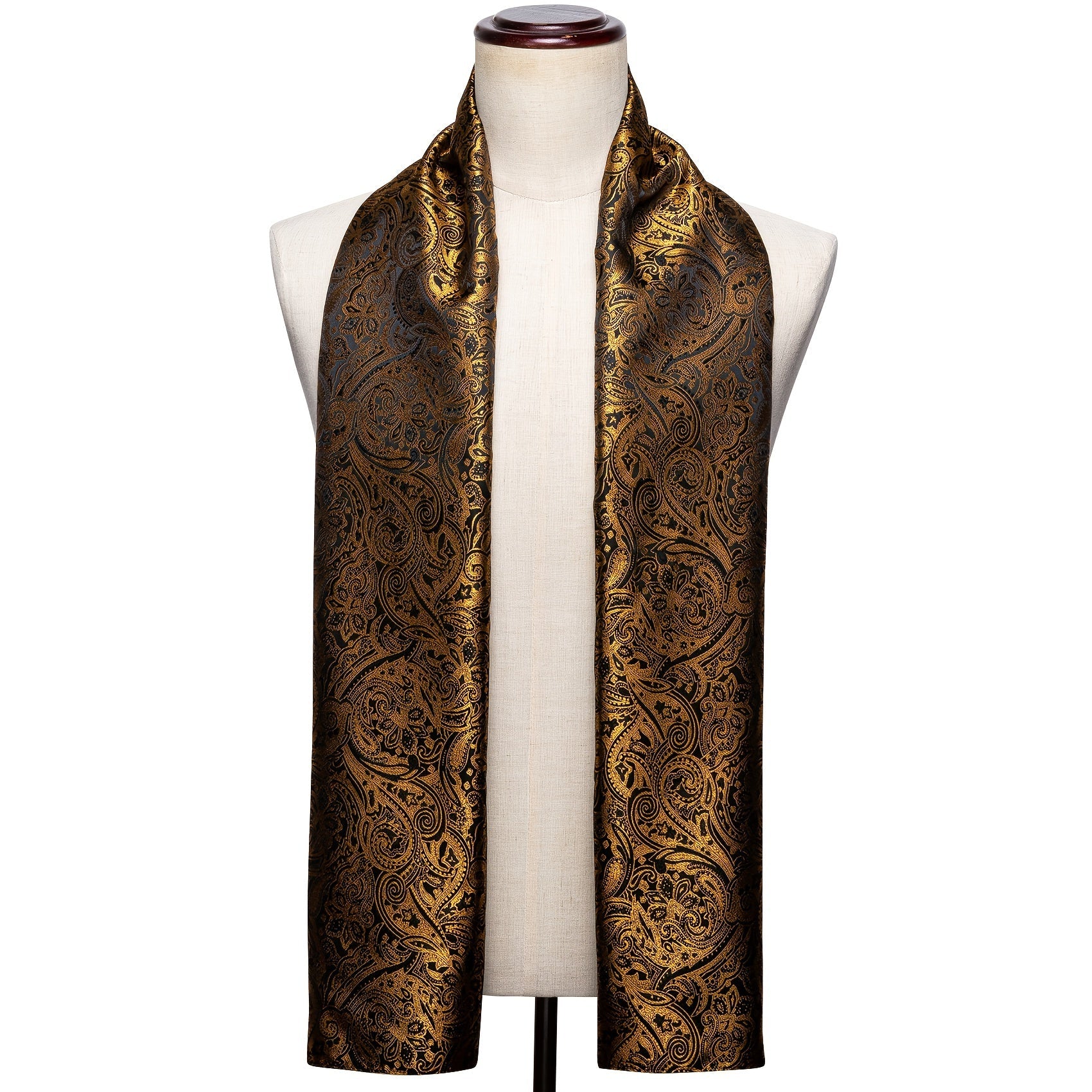 Men's Black Jacquard Paisley Floral Scarf for Autumn Winter