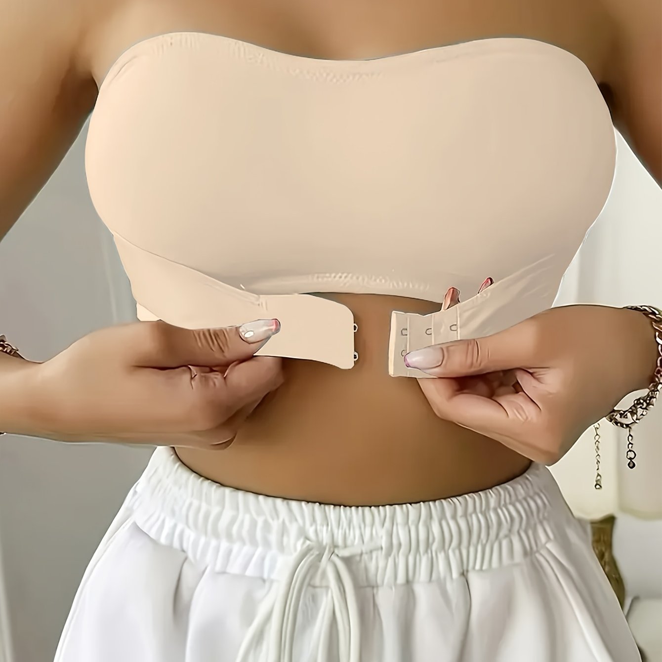 Teen Seamless Strapless Bandeau Bra with Removable Pads Wireless Support