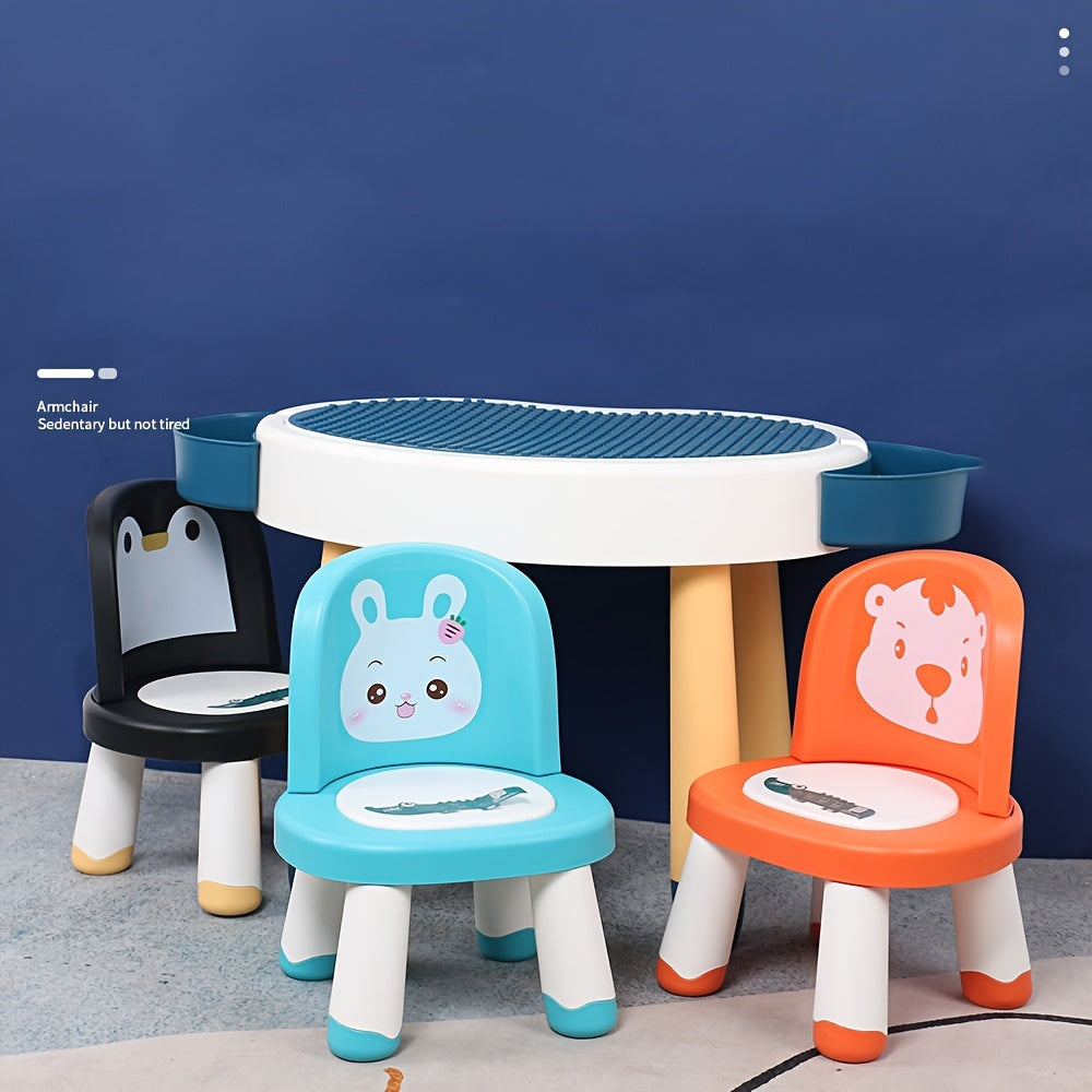 Silla de animal de dibujos animados que emite sonidos para niños con respaldo de felpa, antideslizante y duradera