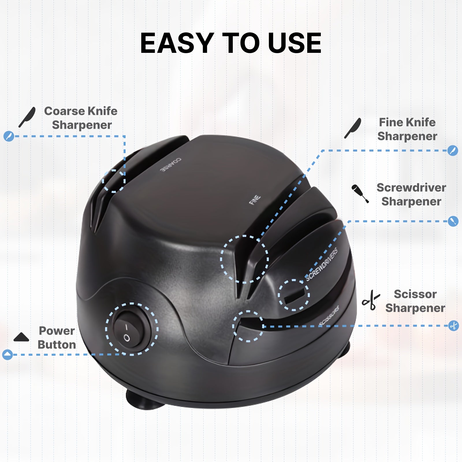 Afilador eléctrico 3 en 1 con cable retráctil para cuchillos de cocina y deportivos