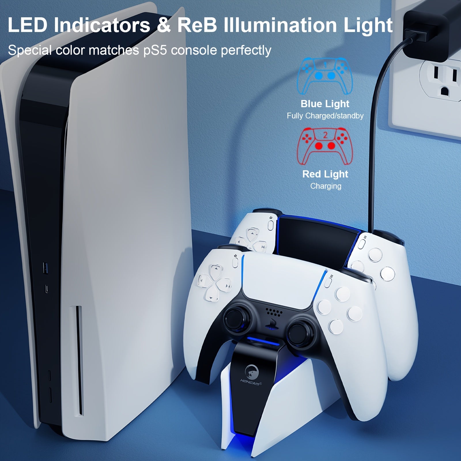 Cargador de mando para PS5 con estación de carga USB Tipo C dual