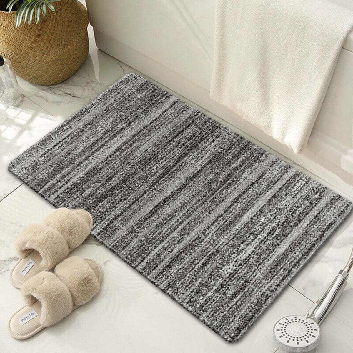 Non-slip Dark Grey Abstract Area Rug for Hallways and Kitchens, Various Sizes