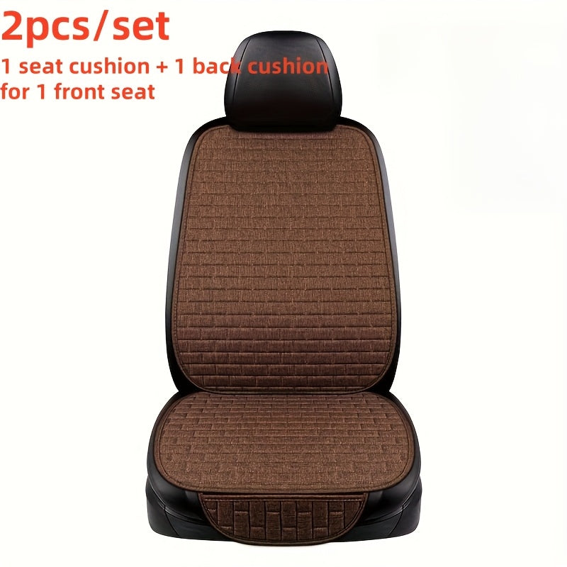 Luxury Linen Car Seat Covers Set of 2 Waterproof Non-Slip Stain-Resistant