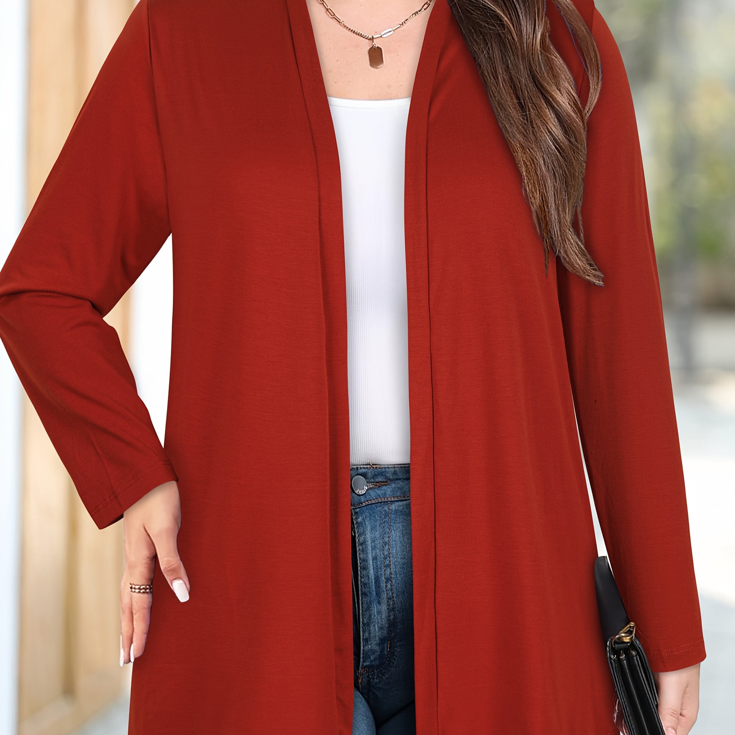 Women's Plus Size Long Sleeve Mid-Length Cardigan, Comfortable and Stylish