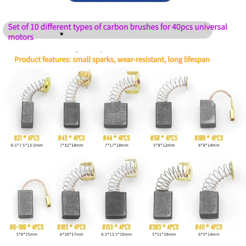 40 шт. универсальных угольных щеток для моторов для мотыг и угловых шлифовальных машин