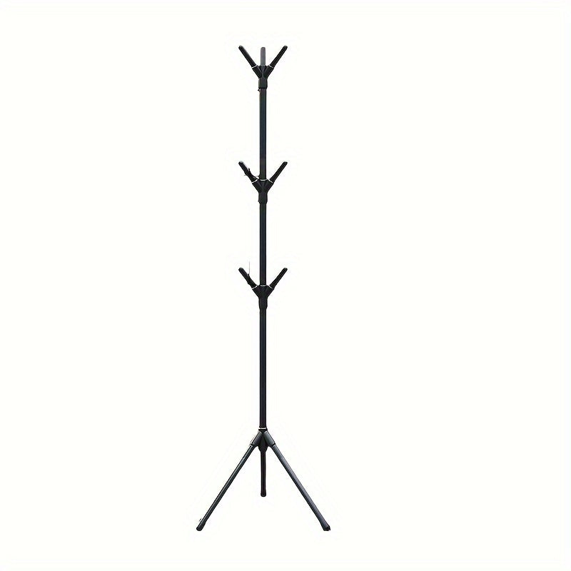 Freestanding Coat Rack with Hat Hooks, Compact Plastic Clothes Organizer