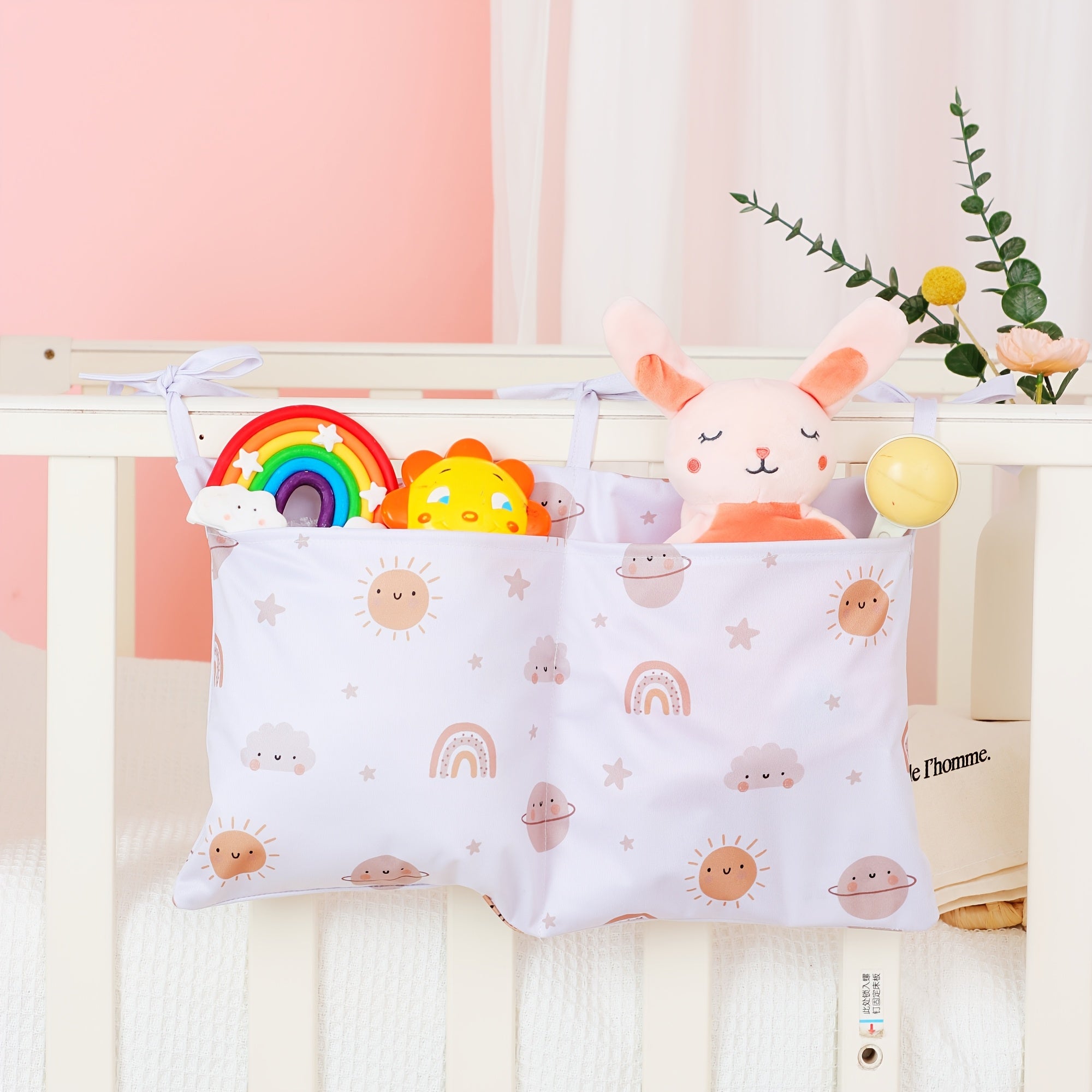 Kids Bedside Storage Organizer with Pockets, Hanging Design, Cute Print