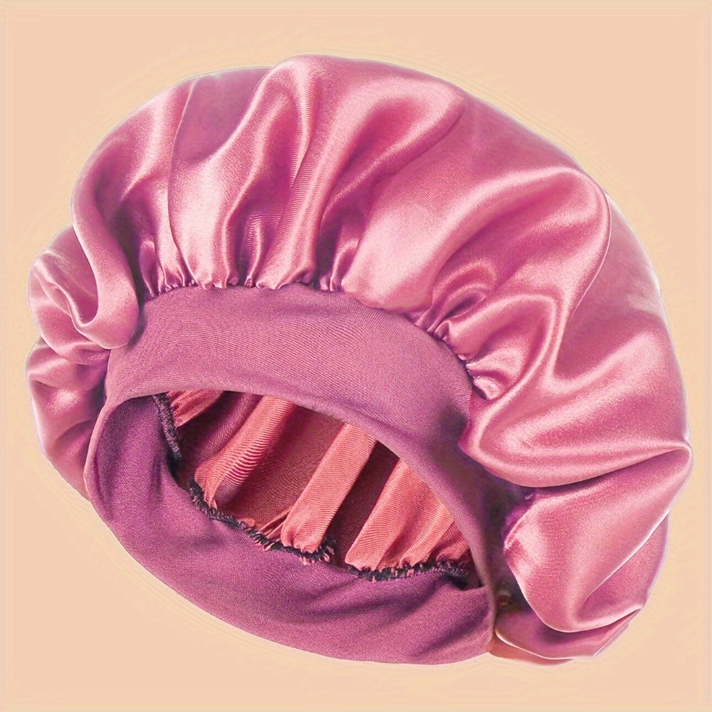 Women's Satin Sleep Cap with Wide Brim for Shower and Bed Use