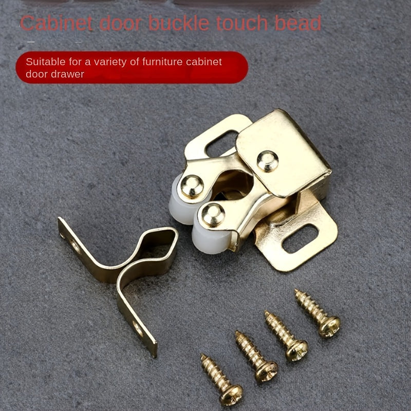 Golden Metal Spring-Loaded Cabinet Latch with Lockable Design for Closet Doors
