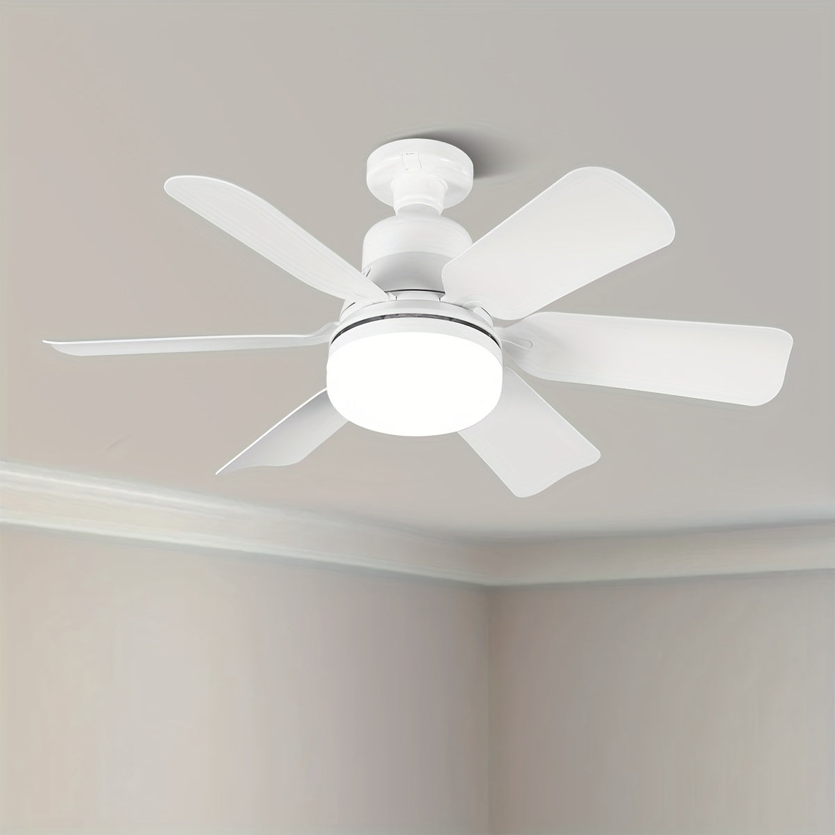White Square Leaf Ceiling Fan Light with Remote Control Adjustable LED Indoor