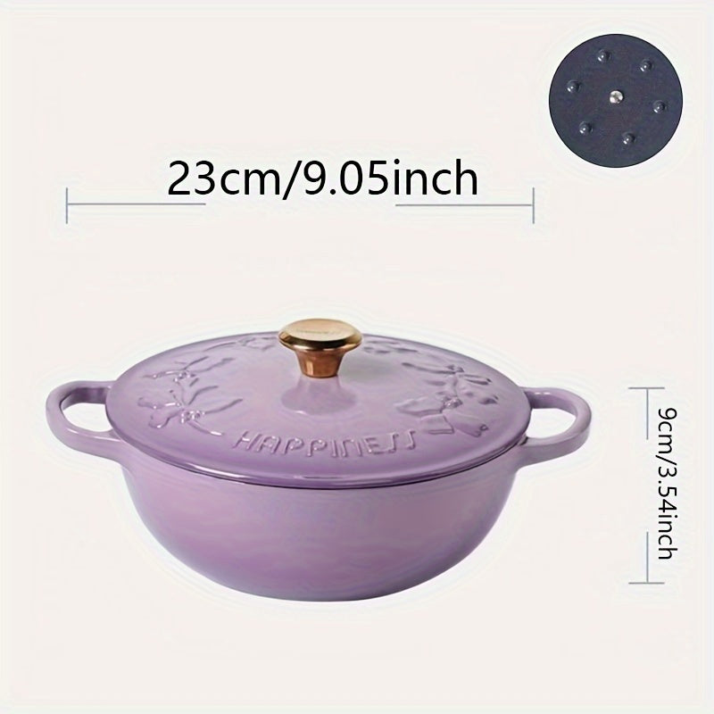 Enamel Cast Iron Dutch Oven 4 Qt Suitable for Electric Gas Induction Stoves