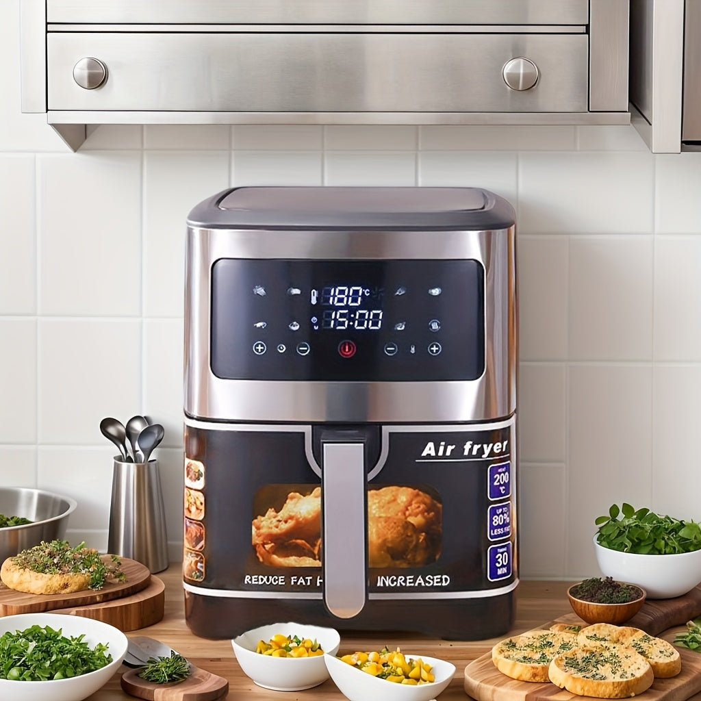 Nirvo New Black Electric Air Fryer, 10L Raqamli Oshxona Pechi 2200W, Sog‘lom, Kam Yog‘li Qovurish, Yog‘siz Pishirish, Partylar va Tug‘ilgan kunlar uchun Ideal, ABS Material, Yevropa Standartli Plug