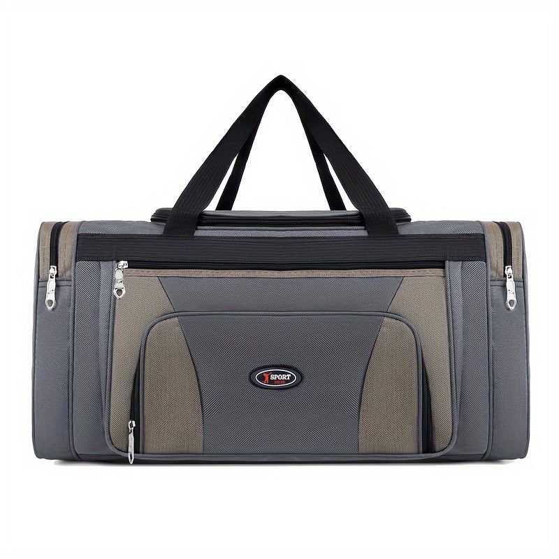 Large Capacity Nylon Travel Bag Black with Zipper Closure and Adjustable Shoulder Strap