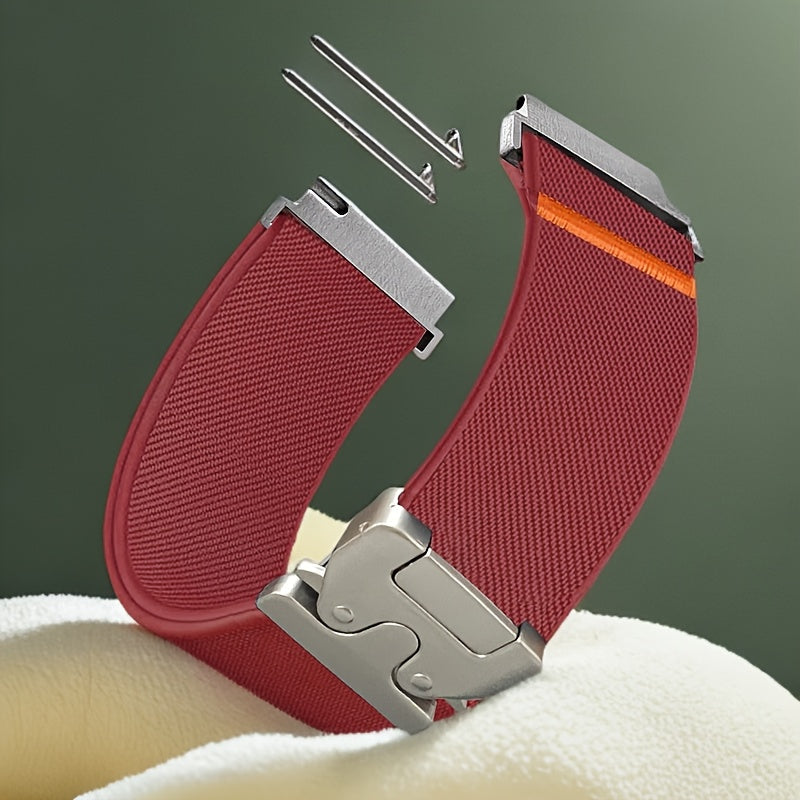 Adjustable Polyamide Watch Band Breathable Elastic Loop Strap with Parachute Buckle for Smartwatches