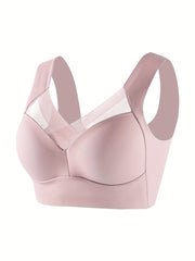 Women's Breathable Mesh Seamless Wireless Bras 5 Pack Full Coverage V-Neck