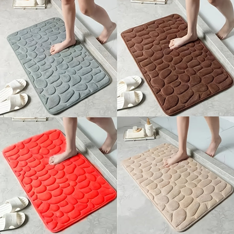 Alfombra de baño de espuma viscoelástica con relieve, antideslizante y lavable para baño, cocina y lavandería