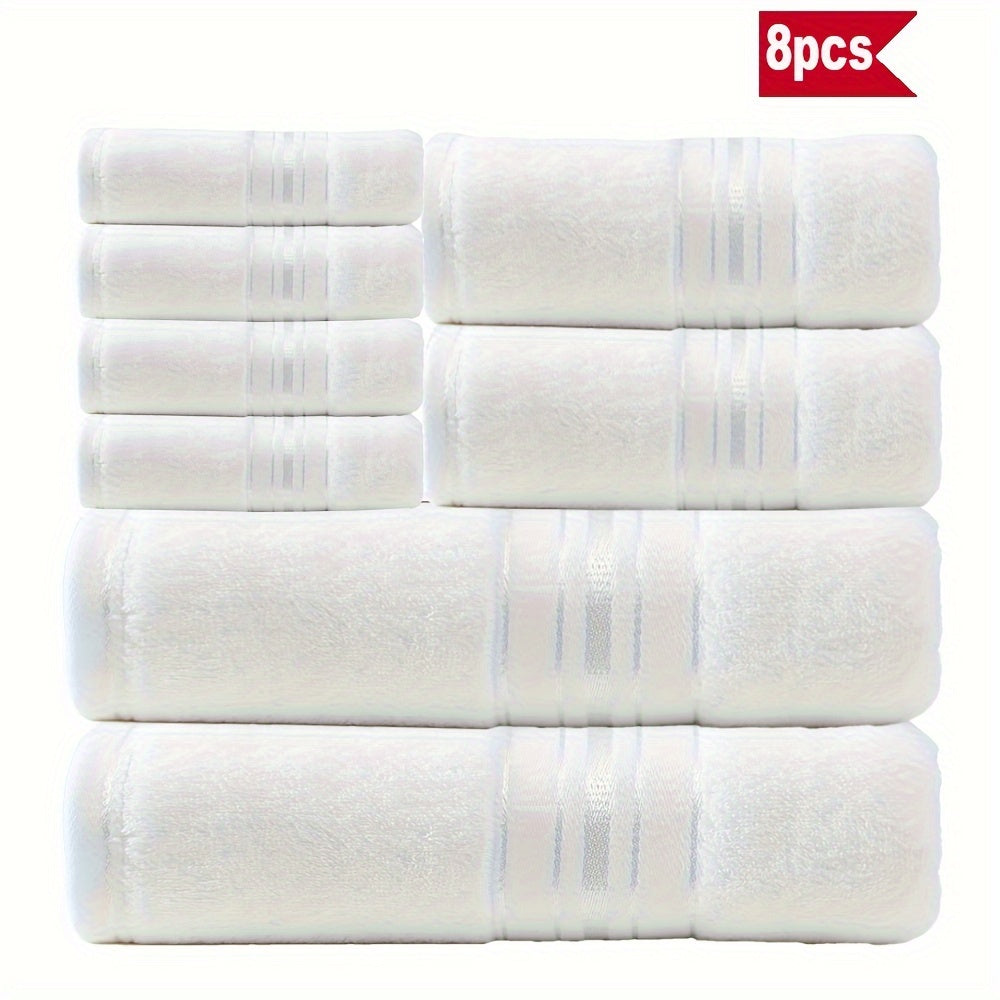 8-Piece Cotton Bath Towel Set Hotel-Quality Soft Absorbent Spa Bathroom