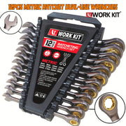 12-Piece Metric Ratcheting Combination Wrench Set 8mm-19mm Chrome Vanadium Steel