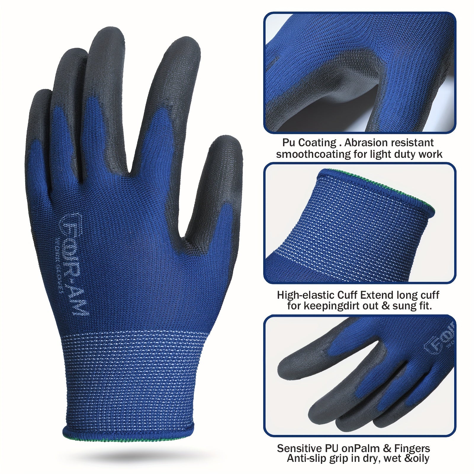 Uniseks Ultra-ozin PU bilan qoplangan tashqi qo‘lqoplar, qora, yengil to‘qilgan