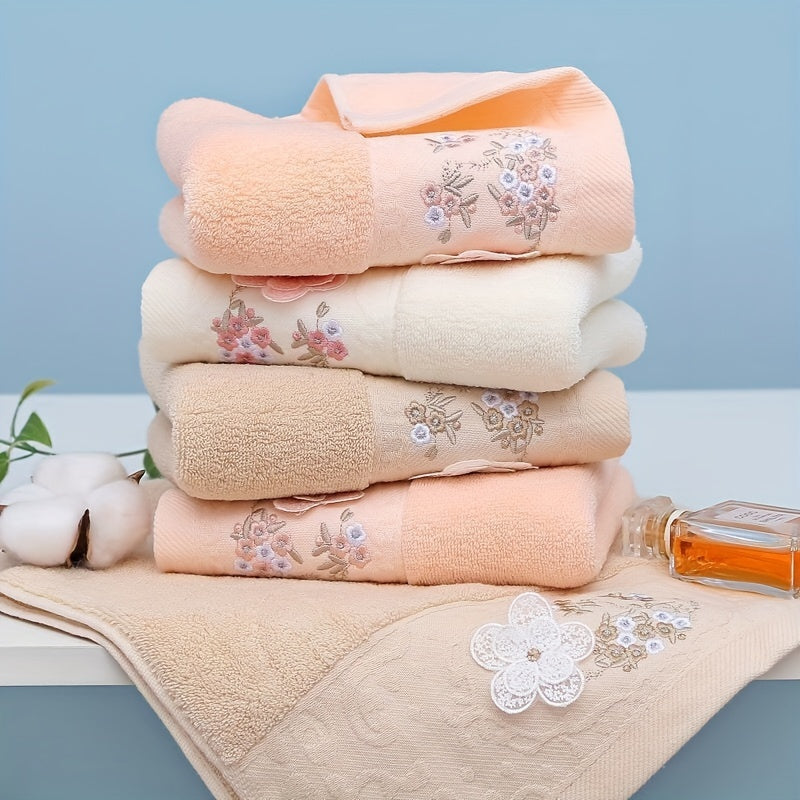 Cotton Embroidered Hand Towels Set Quick-Drying Absorbent for Bathroom