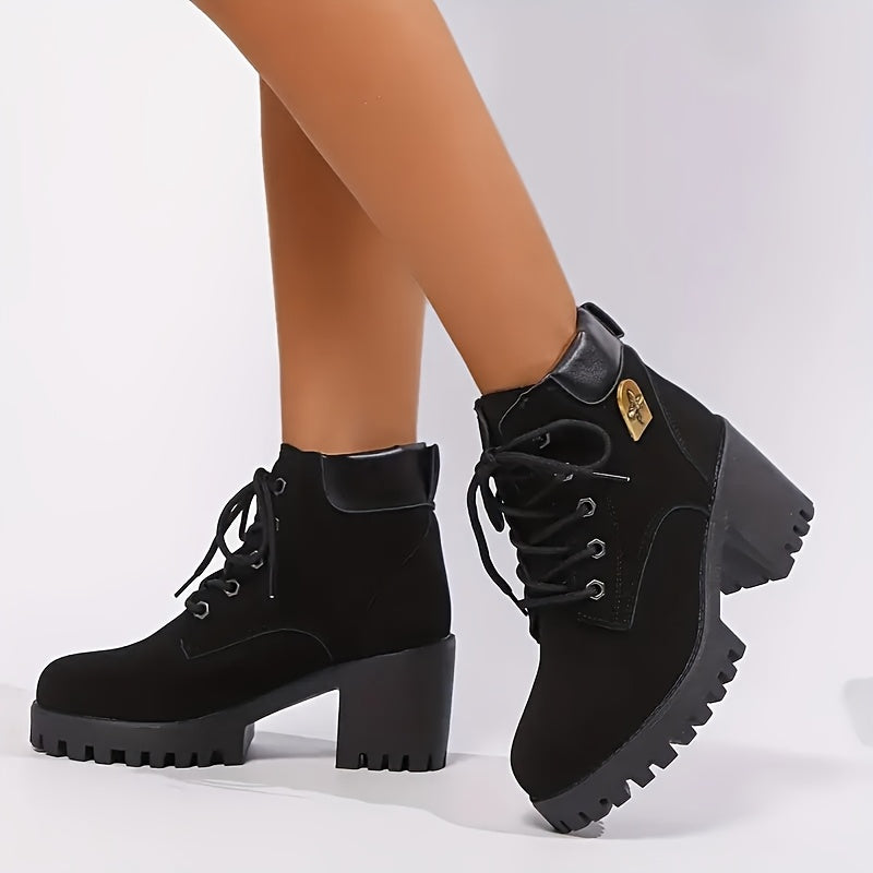 Women's Pink PU Synthetic Chunky Platform Ankle Boots for All Seasons