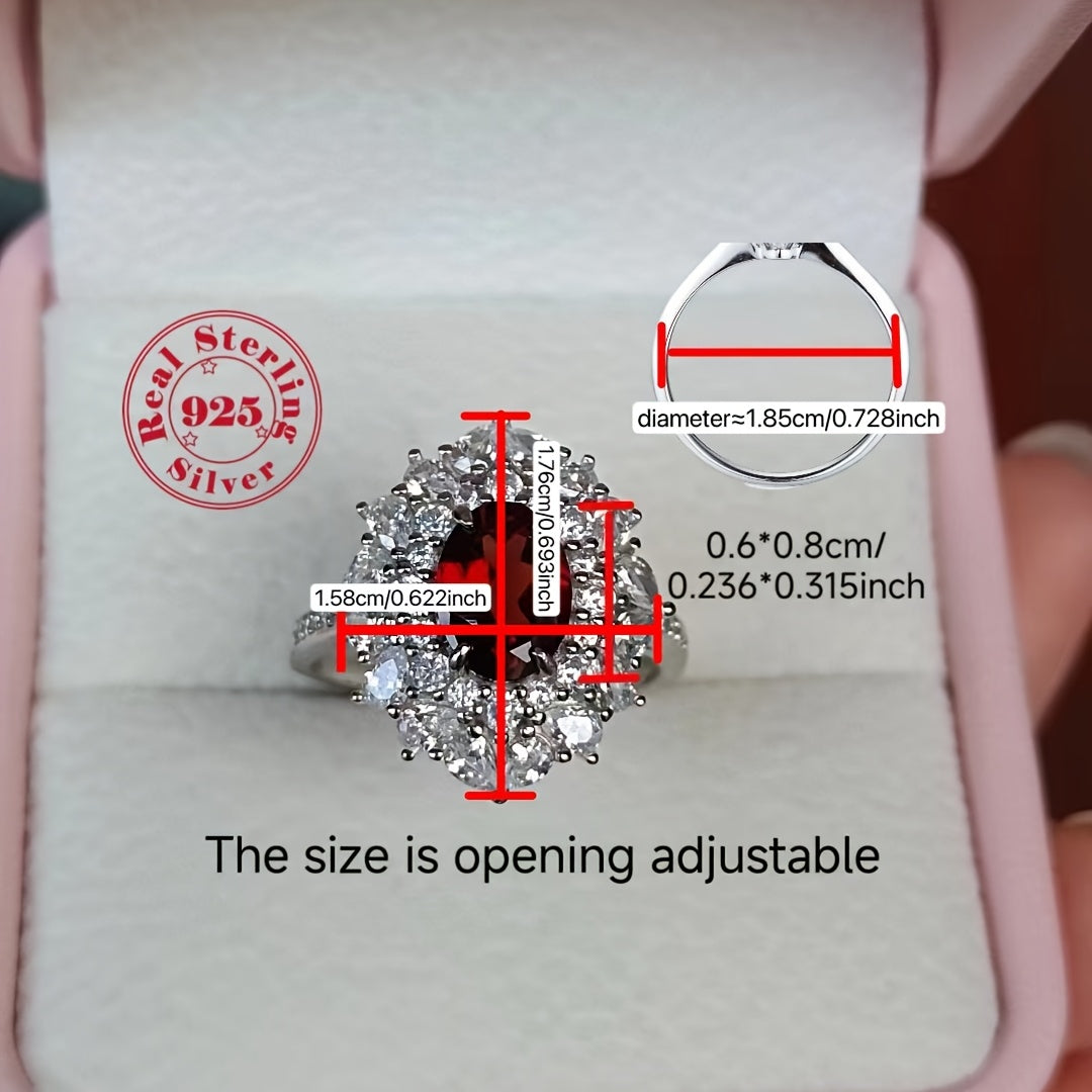 Chiroyli Oval Garnet Halqa Vintage Uslubida, 18K Oltin Qoplangan Sterling Kumush, Moslashuvchan Prong O'rnatish, Yanvar Tug'ilgan Kuni To'pi, To'y yoki Yubiley Sovg'asi uchun Mukammal, Har qanday Tadbir uchun Ideal 14 Fevral Zargarlik.