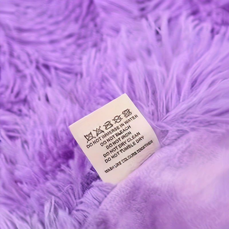 Manta peluda morada con diseño de doble capa, suave felpa, manta acogedora de felpa para sofá