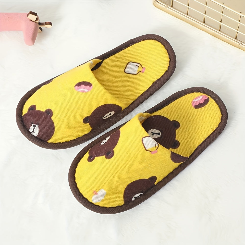 Kids' Cartoon Disposable Slippers Soft Fabric EVA Sole for Home Travel Hotels Camping and Parties